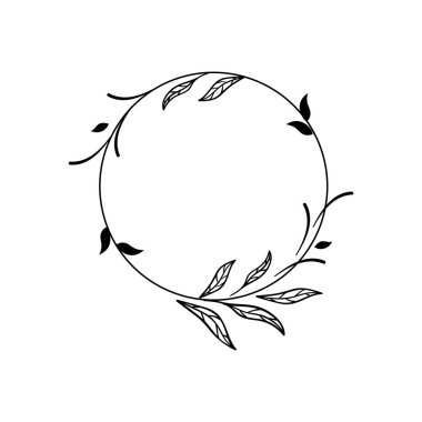 Çember yaprak simgesi tasarım şablonu çizimi