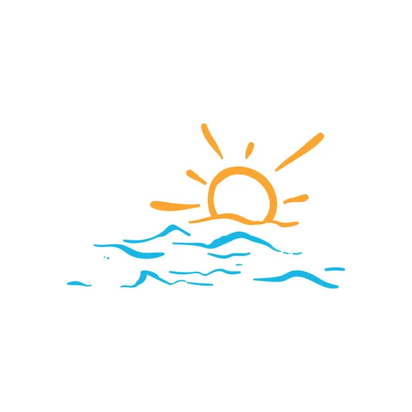 Sun Beach Icon Design Template Vector Isolated — Stock Vector