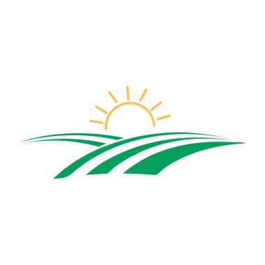 Green field farm icon design template vector