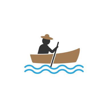 Fisherman canoe icon design template vector isolated illustration