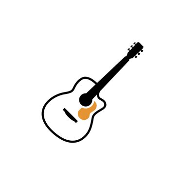 Acoustic guitar icon design template vector isolated illustration