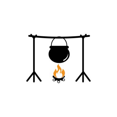 Boiling pot icon design template vector isolated illustration