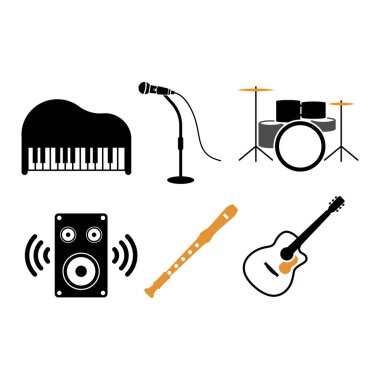 Müzik enstrümanı simge tasarımı şablonu izole edildi