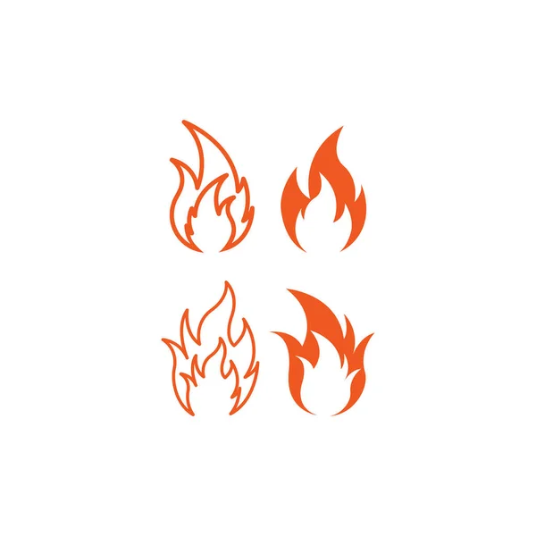 Feuer Flamme Symbol Design Set Bundle Vorlage Isoliert — Stockvektor