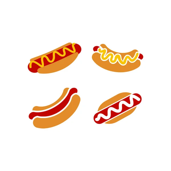 Hotdog Ikon Design Set Bunt Mall Isolerad — Stock vektor