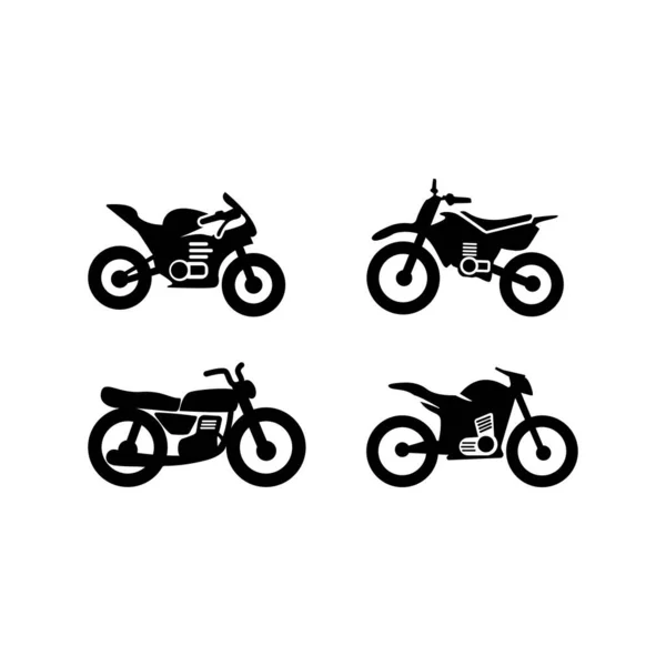 Motocicleta Icono Diseño Conjunto Paquete Plantilla Aislado — Vector de stock