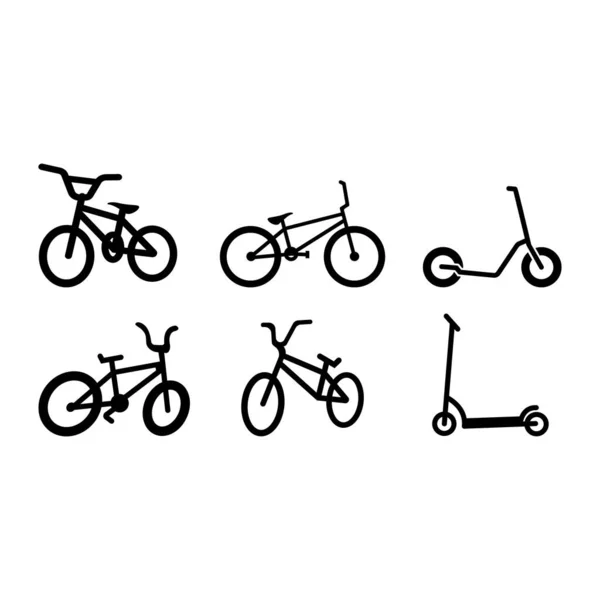 Bicicleta Icono Diseño Conjunto Paquete Plantilla Aislado — Vector de stock