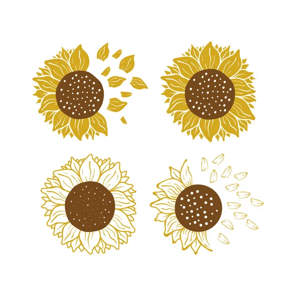 Sonnenblume Icon Design Set Bundle Template isoliert — Stockvektor