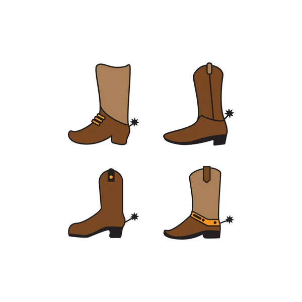 Western boot pictogram ontwerp set bundel template geïsoleerd — Stockvector