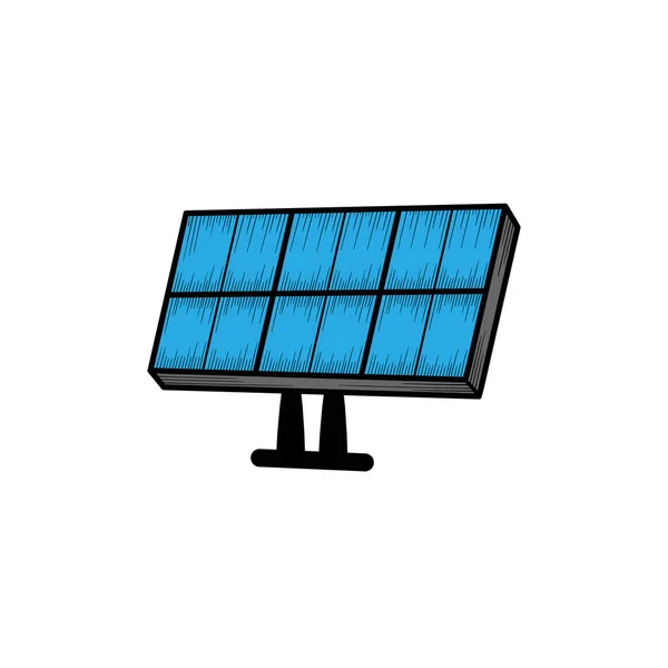 Solar Panel Hand Drawn Illustration Clipart Icon — Stock Vector