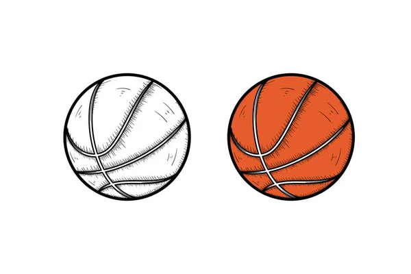 Basketball Hand Drawn Illustration Sketch Color — Stock Vector