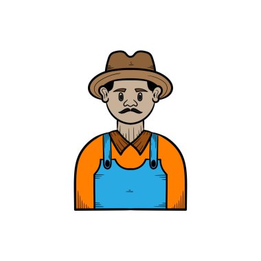 Çiftçi el çizimi tasarım şablonu izole 