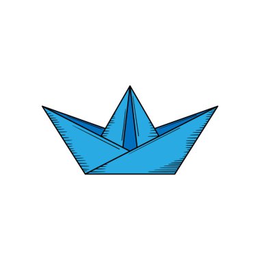 Kağıt tekne origami el çizimi simge çizimi izole