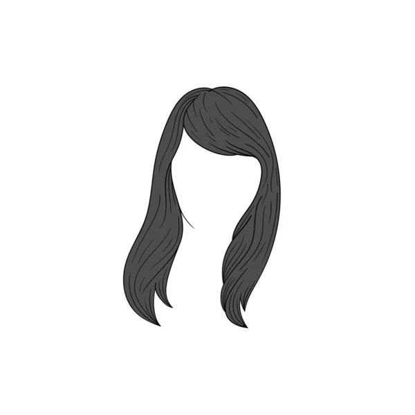 Długie Włosy Kobieta Ręcznie Rysowane Ilustracja Szablon — Wektor stockowy
