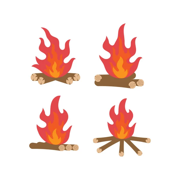 Bonfire Ícone Conjunto Design Ilustração Vetor Modelo — Vetor de Stock