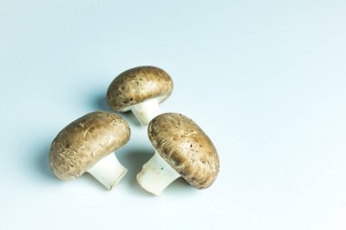 Beyaz arkaplanda organik mantarların görüntüsünü kapat