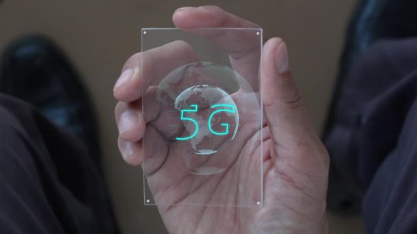 Futuristisk Teknik Handen Modernt Datahologram Med Personlig Säkerhet Sociala Medier — Stockvideo