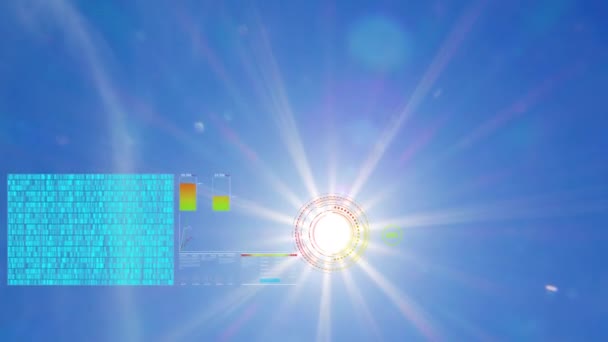 Солнце Голограммой Солнечных Батарей Время Облака Истекло Чистая Энергия Футуристических — стоковое видео
