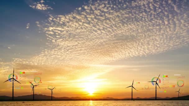 Por Sol Nuvem Céu Lapso Tempo Com Uma Turbina Eólica — Vídeo de Stock