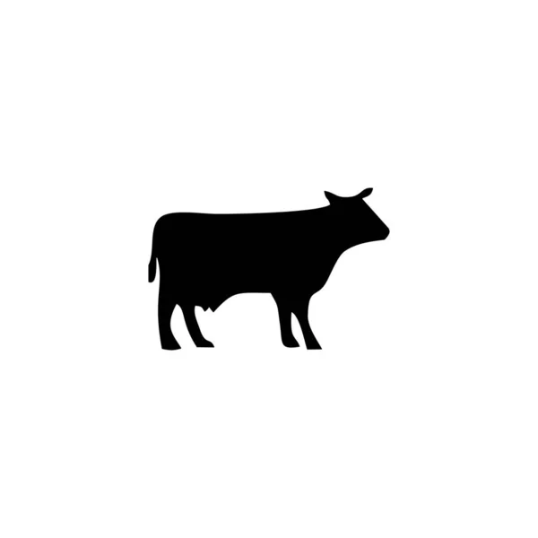 Cow Silhouette Icon Vector Illustration Flat Design Style Vector Cow — Stock Vector