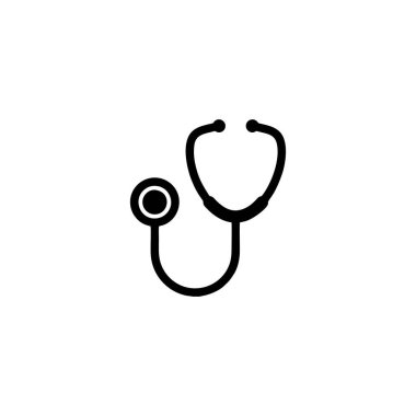 stetoskop tıbbi araç simgesi veya logo izole edilmiş işaret sembolü çizimi - yüksek kaliteli siyah vektör simgeleri