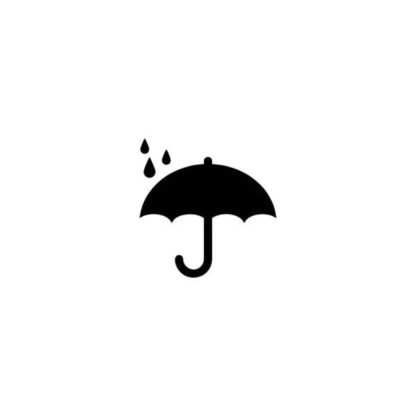 Umbrella Silhouette Raindrops Icon Logo Isolated Sign Symbol Vector Illustration — Stock Vector