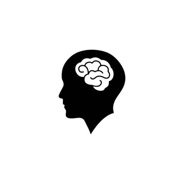 İnsan kafası ikonunun içindeki beyin. Tasarımınız için grafiksel ögeler