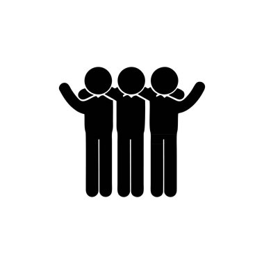 Simge vektöründe duran üç kişilik bir grup. Web sitesi Bilgisayar ve mobil vektörü sembolü