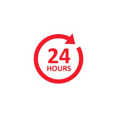 24 saat ikon vektörü. Web düz tasarımı için sembol