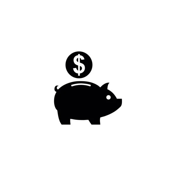 Sparen Einer Dollarmünze Einer Spardose Für Schweine Icon Vector Symbol — Stockvektor