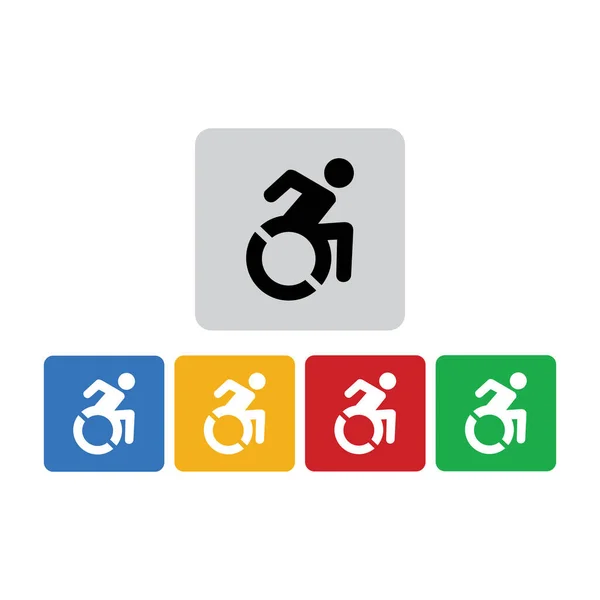 Set Disabled Person Icon Vector Symbol Web Site Computer Mobile — Stock Vector