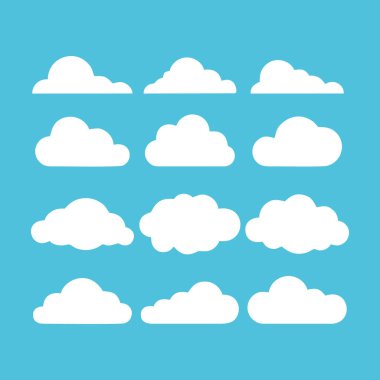 Beyaz bulut ikon vektörü koleksiyonu. Web düz tasarımı için sembol