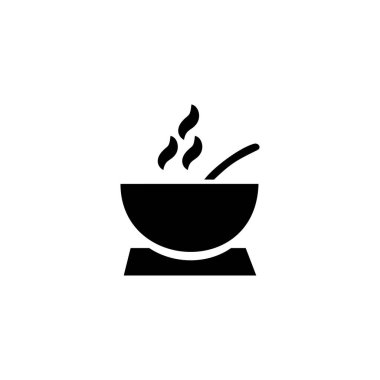 Sıcak çorba kasesi ikon vektörü. Web düz tasarımı için sembol