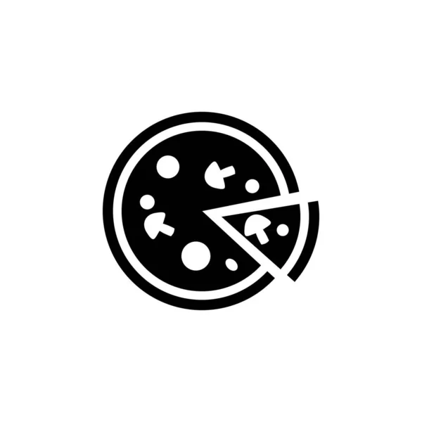 带有蘑菇图标或标识的比萨隔离符号矢量插图 高质量的黑色风格矢量图标 — 图库矢量图片
