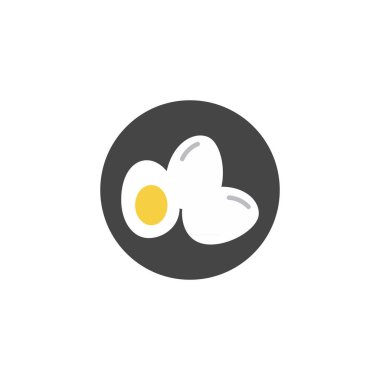 İkon vektörünü ikiye bölmüş tavuk yumurtasının çizimi. Web sitesi Bilgisayar ve mobil vektörü sembolü