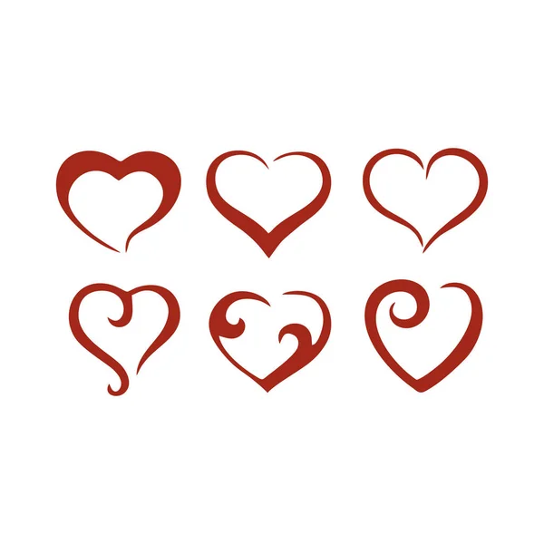 Abstract Red Hearts Pack Icon Vector Symbol Web Flat Design — Stock Vector