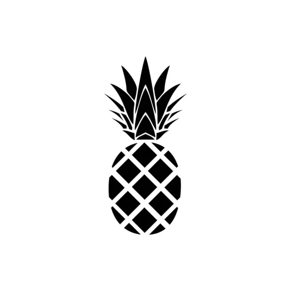 Czarny Ananas Ikona Lub Logo Pojedynczy Znak Symbol Wektor Ilustracja — Wektor stockowy
