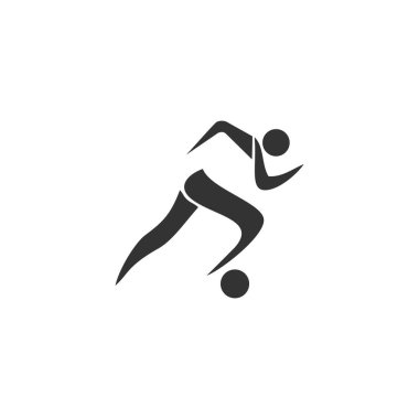 Futbol ikonu vektörünü oynayan erkeklerin çizimi. Web düz tasarımı için sembol