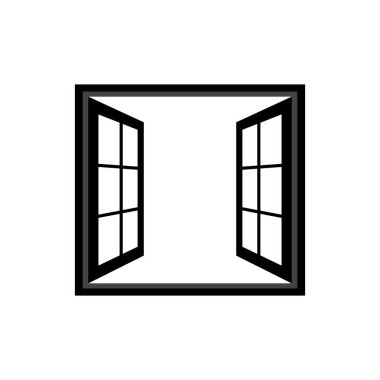 Açılan pencere simgesi veya logo izole edilmiş işaret işareti vektör illüstrasyonu - yüksek kaliteli siyah biçim vektör simgeleri