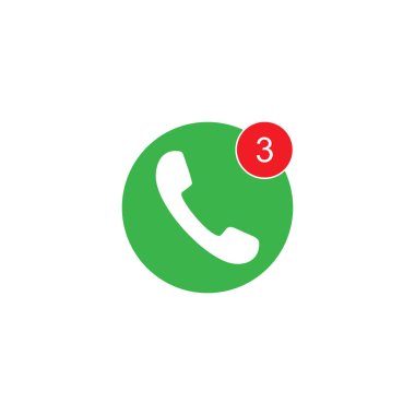   Telefon üç cevapsız çağrı ikonu. Tasarımınız için grafiksel ögeler
