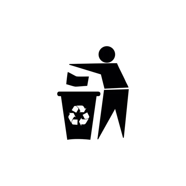 Männer Werfen Müll Symbol Oder Logo Isoliert Zeichen Symbol Vektor — Stockvektor