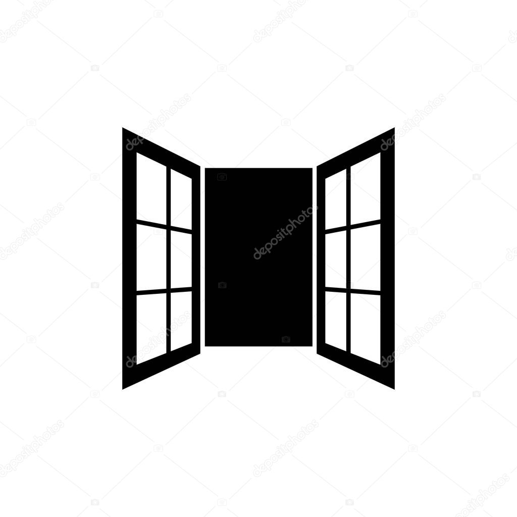 Opened window door icon. Graphic elements for your design