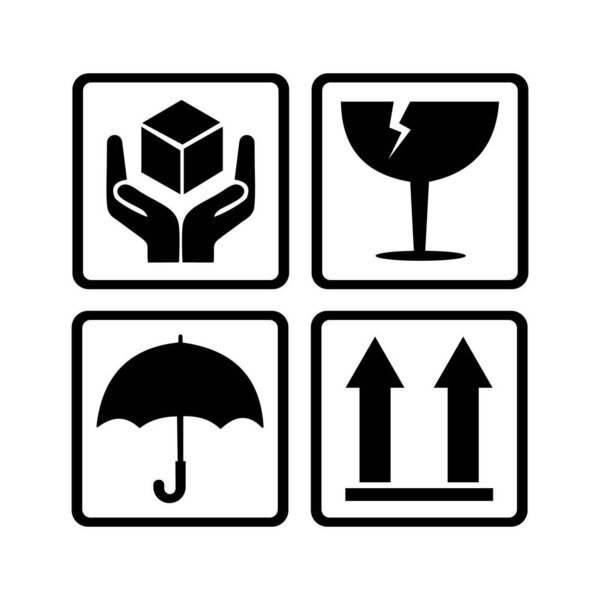 Black fragile symbol isolated on white background. symbol for web site Computer and mobile vector