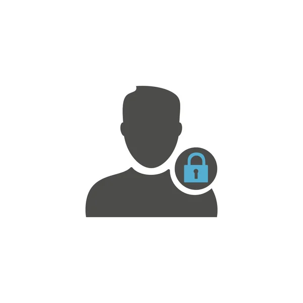 Lock Profile Icon Vector Symbol Web Flat Design — Stock Vector