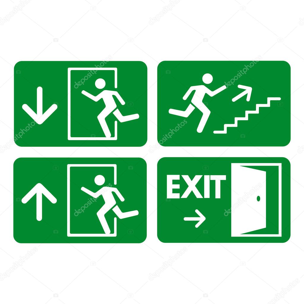 Flat exit sign collection icon. Graphic elements for your design