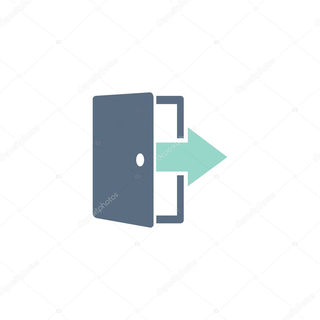 Illustration of exit door Icon vector. symbol for web site Computer and mobile vector