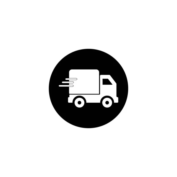 Levering Truck Pictogram Geïsoleerd Ronde Achtergrond Pictogram Vector Symbool Voor — Stockvector