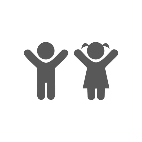 Illustration Von Jungen Und Mädchen Symbol Oder Logo Isolierte Zeichen — Stockvektor