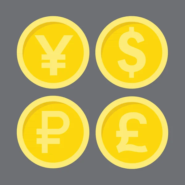 Dinero Moneda Plana Icono Vector Símbolo Para Sitio Web Computadora — Vector de stock