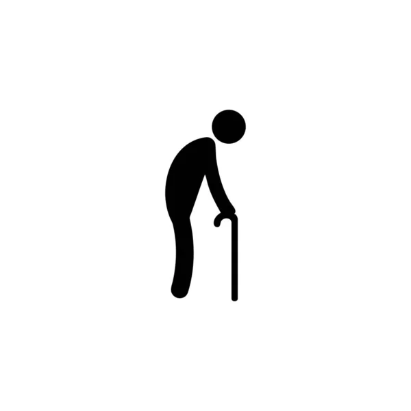 Old Man Walking Crutch Icon Vector Symbol Web Flat Design — Stock Vector